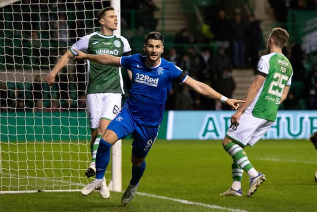 Rangers striker Antonio Colak celebrates his goal to make it 2-1 over Hibs at Easter Road.  (Photo by Paul Devlin / SNS Group)
