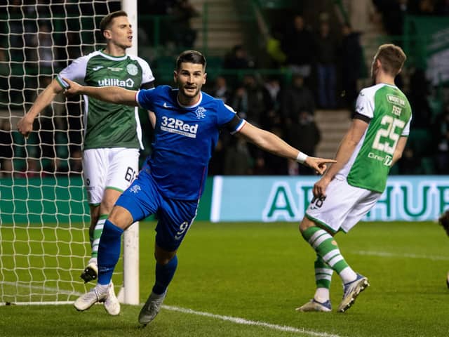 Rangers striker Antonio Colak celebrates his goal to make it 2-1 over Hibs at Easter Road.  (Photo by Paul Devlin / SNS Group)