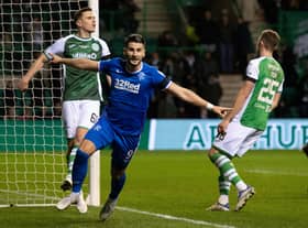 Rangers striker Antonio Colak celebrates his goal to make it 2-1 over Hibs at Easter Road.  (Photo by Paul Devlin / SNS Group)