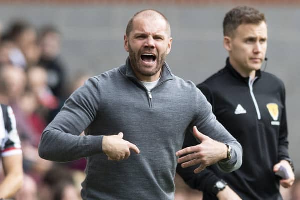 Hearts manager Robbie Neilson tries to rouse his team against St Mirren in what proved to be his final match in charge.