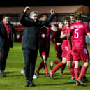 Brora Rangers celebrating their victory over Hearts in the Scottish Cup last week. Picture: SNS