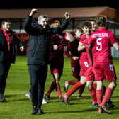 Brora Rangers celebrating their victory over Hearts in the Scottish Cup last week. Picture: SNS