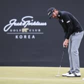Scott Jamieson putts on the 18th green in the second round of the Korea Championship Presented by Genesis at Jack Nicklaus GC Korea in Incheon. Picture: Chung Sung-Jun/Getty Images.