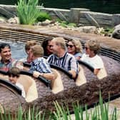 Princess Diana, along with Prince Harry, rides the Splash Mountain ride at Disney World's Magic Kingdom in 1993.