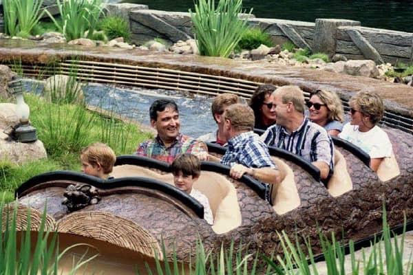 Princess Diana, along with Prince Harry, rides the Splash Mountain ride at Disney World's Magic Kingdom in 1993.