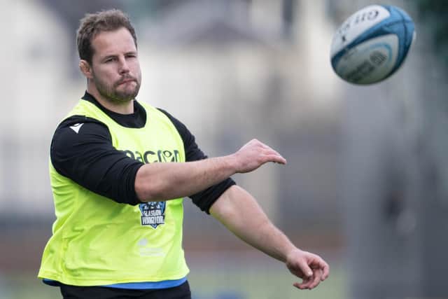 Allan Dell during a Glasgow Warriors training session at Scotstoun Stadium on Wednesday. (Photo by Ross MacDonald / SNS Group)