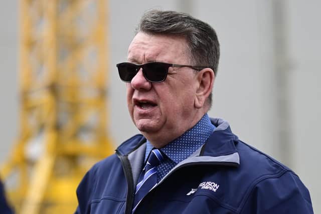 Ferguson Marine interim chief executive John Petticrew at the launch of Glen Rosa at the yard on Tuesday. (Photo by John Devlin/The Scotsman)