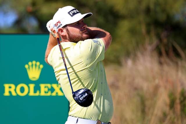 Tyrrell Hatton hits his tee shot on the 10th hole during the first round of the Hero World Challenge at Albany Golf Course in the Bahamas. Picture: Mike Ehrmann/Getty Images.