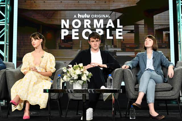 Sally Rooney, right, with Daisy Edgar-Jones and Paul Mescal, stars of the television adaptation of her book Normal People (Picture: Amy Sussman/Getty Images)
