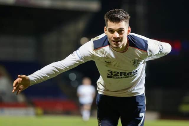 Ianis Hagi celebrates after completing the scoring in Rangers' 3-0 win over St Johnstone in Perth on Wednesday. (Photo by Willie Vass / Scottish Sun - Pool via SNS Group)