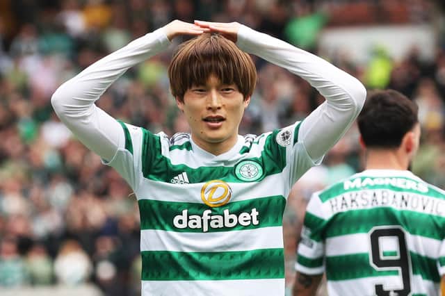 No Celtic player can be considered irreplaceable in the fashion of  Kyogo Furuhashi, the crowning glory in Ange Postecoglou's glittering playing adornments.  (Photo by Craig Williamson / SNS Group)