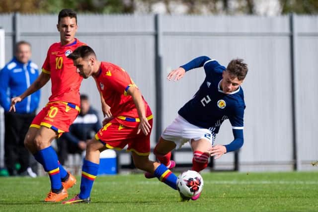 Nathan Patterson in action for Scotland's under-19 team against Andorra at Dumbarton in October 2019. (Photo by Bill Murray / SNS Group / SFA)