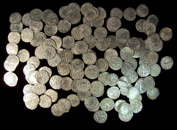 A selection of Edward I and II silver pennies. A hoard of some 8,000 similar coins was recently found by a metal detectorist near Dumfries with each item now being painstakingly recorded by Scotland's Treasure Trove Unit. PIC:  CC.