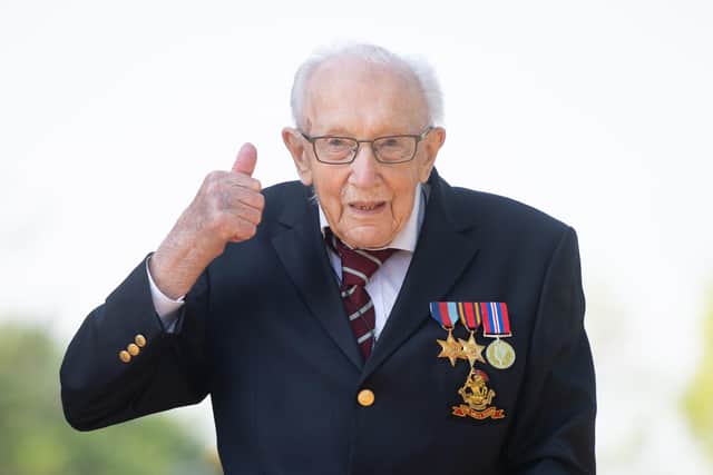 Second World War army captain Tom Moore won the hearts of the nation after setting out to raise £1,000 by walking 100 laps of his garden by his 100th birthday in April