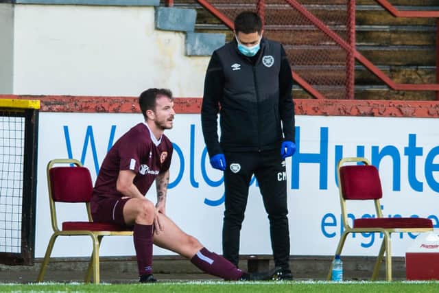 Andy Halliday suffered a tight thigh on his first Hearts appearance against Partick.
