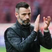 Motherwell interim manager Stuart Kettlewell applauds the home fans after the 2-0 win over Hearts. (Photo by Craig Foy / SNS Group)