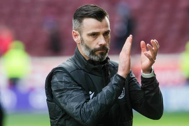 Motherwell interim manager Stuart Kettlewell applauds the home fans after the 2-0 win over Hearts. (Photo by Craig Foy / SNS Group)