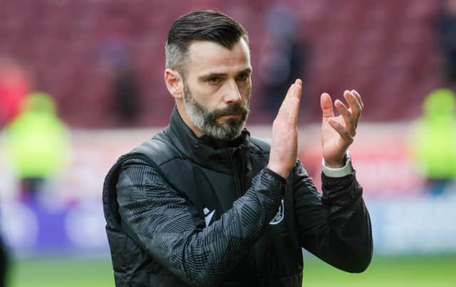 Motherwell interim manager Stuart Kettlewell applauds the home fans after the 2-0 win over Hearts. (Photo by Craig Foy / SNS Group)