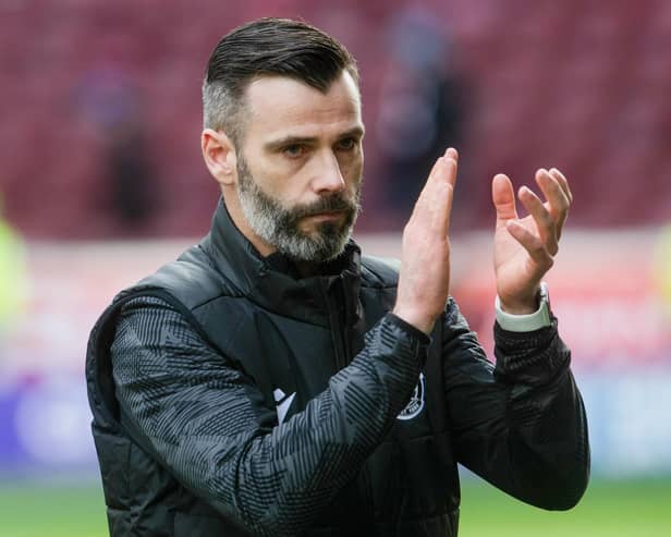 Motherwell interim manager Stuart Kettlewell applauds the home fans after the 2-0 win over Hearts. (Photo by Craig Foy / SNS Group)