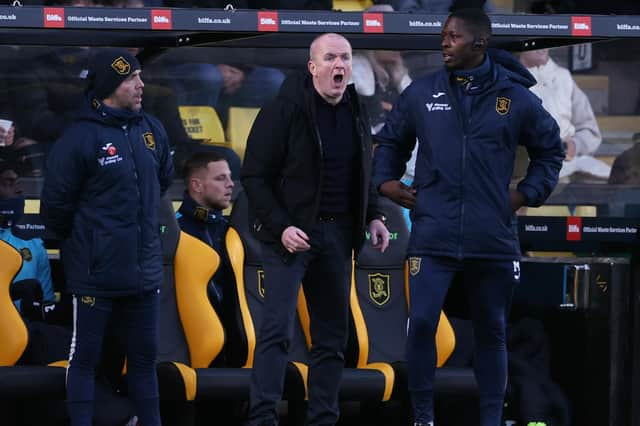 Livingston manager David Martindale shouts from the touchline.