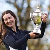 North Berwick's Grace Craawford celebrates her win last weekend in the R&A Girls' Under-16 Amateur at Enville Golf Club in Stourbridge. Picture: Naomi Baker/R&A/R&A via Getty Images.