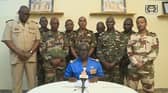 This image from ORTN - Télé Sahel shows Colonel Major Amadou Abdramane, spokesperson for the National Committee for the Salvation of the People, speaking during a televised statement. Soldiers claimed to have overthrown the government of Niger President Mohamed Bazoum in a statement read out on national television, after a day in which the leader was detained in his official residence.