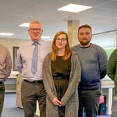 L-R: Thomas Dearie, Steve Brooker (director of fire engineering), Stephen Connor (technical director), Megan Sprott, Cameron Fee and Philip Diamond (managing director)