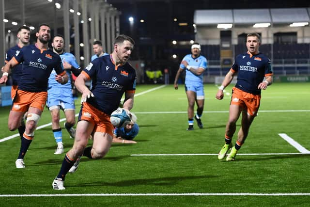 Mark Bennett sealed Edinburgh's win over Cardiff with a fine solo try. (Photo by Paul Devlin / SNS Group)