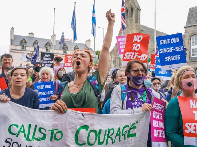 Members of the campaign group For Women Scotland demonstrate outside the Scottish Parliament over the Gender Recognition Bill (Picture: Jane Barlow/PA)