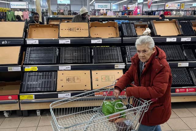 Empty shelves in supermarkets are a worrying sign of problems in the global food supply system (Picture: Daniel Leal/AFP via Getty Images)