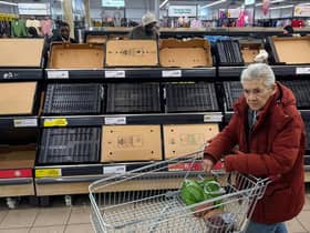Empty shelves in supermarkets are a worrying sign of problems in the global food supply system (Picture: Daniel Leal/AFP via Getty Images)