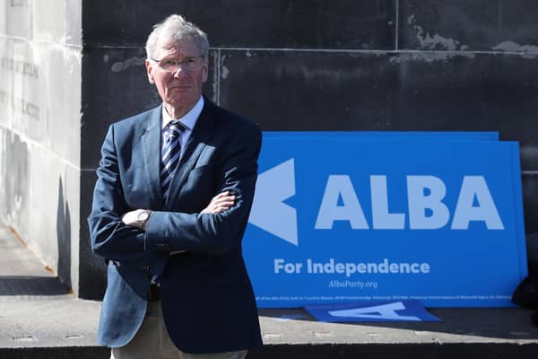 Alba Party MP, Kenny MacAskill, at a photocall on Calton Hill, Edinburgh, during the Holyrood election campaign.