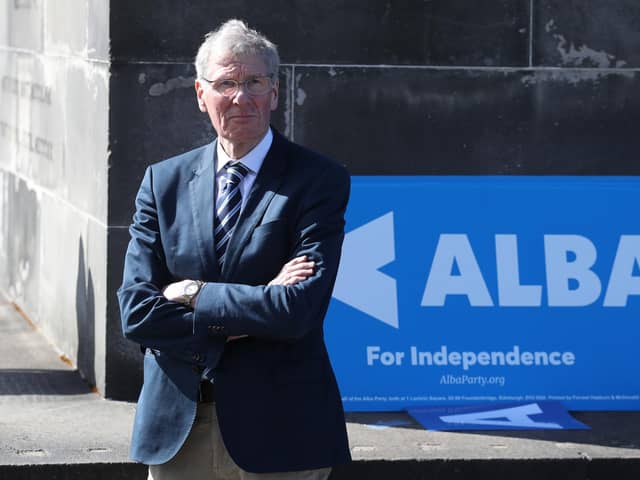 Alba Party MP, Kenny MacAskill, at a photocall on Calton Hill, Edinburgh, during the Holyrood election campaign.