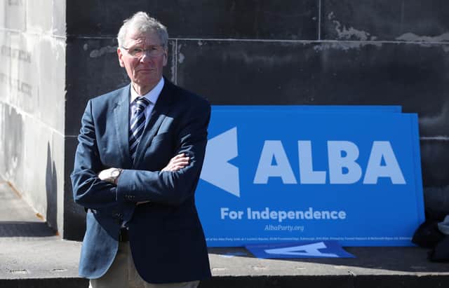Alba Party MP, Kenny MacAskill, at a photocall on Calton Hill, Edinburgh, during the Holyrood election campaign.