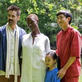 Colin Farrell, Jodie Turner-Smith, Malea Emma Tjandrawidjaja and Justin H Min in After Yang