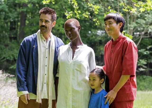 Colin Farrell, Jodie Turner-Smith, Malea Emma Tjandrawidjaja and Justin H Min in After Yang