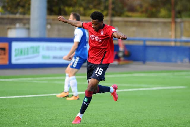 Akeel Francis opened the scoring for Falkirk. Picture: Michael Gillen.