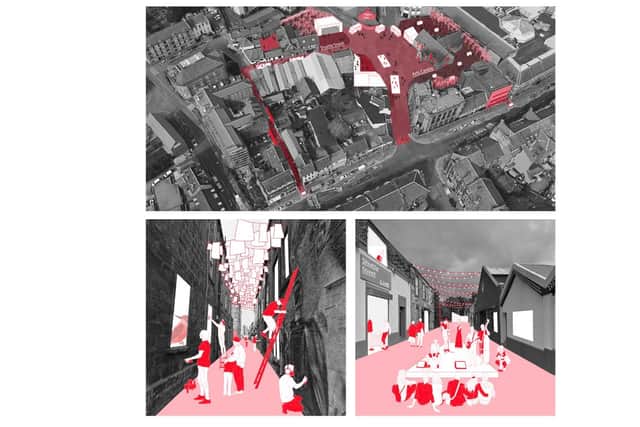 What If...? Paisley, by Ffion Roberts. Ffion Roberts of 7N Architects worked together with Linzi Clark from Paisley. Linzi wished she felt inspired and excited walking through Paisley. Ffion proposed that Paisley’s public spaces were unified by a unique identity which provided a platform to showcase local talents and interests.