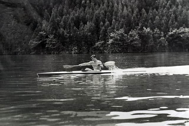 Alistair Wilson training on the water with the sprint canoeist competing at Olympic level at Tokyo in 1964 and Mexico in 1968. PIC: Contributed.