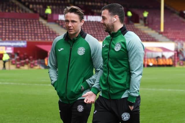 Scott Allan (L) and Drey Wright head Hibs' departures.  (Photo by Ross Parker / SNS Group)