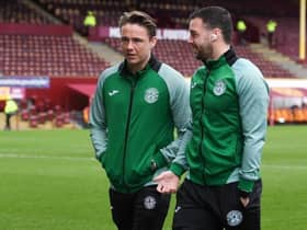 Scott Allan (L) and Drey Wright head Hibs' departures.  (Photo by Ross Parker / SNS Group)