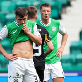 Hibernian's Josh Campbell at full time after the 3-2 defeat to Livingston. (Photo by Simon Wootton / SNS Group)
