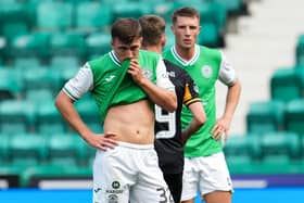 Hibernian's Josh Campbell at full time after the 3-2 defeat to Livingston. (Photo by Simon Wootton / SNS Group)