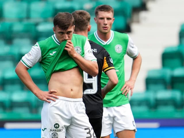 Hibernian's Josh Campbell at full time after the 3-2 defeat to Livingston. (Photo by Simon Wootton / SNS Group)