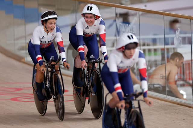 Neah Evans, left, and Katie Archibald helped Team GB to silver in the women's team pursuit