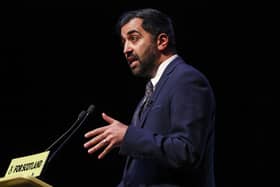 First Minister Humza Yousaf speaks at the SNP Campaign Counci in Perth, Scotland.