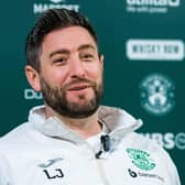 Lee Johnson during a Hibs press conference ahead of the weekend trip to Dundee United.  (Photo by Ross Parker / SNS Group)