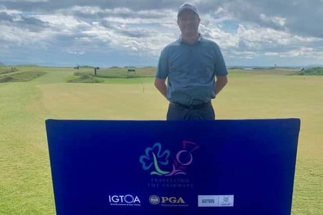 Greig Huthcheon completed the course-record scoring to earn a share of first place in the Travelling the Fairways Pro-Am. Picture: PGA Scotland