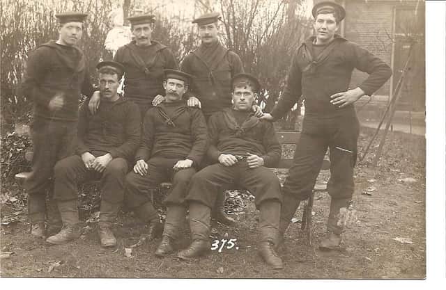 Pictured are seven men from Bernera off the Isle of Lewis, who spent most of the war in the Dutch internment camp. They are (standing left to right) Kenneth Macaulay, Donald Macdonald, Norman Maclennan, Angus Maciver. Seated (from left to right) are Norman Macdonald, John Macdonald and Angus Macdonald. PIC: Bernera Historical Society.