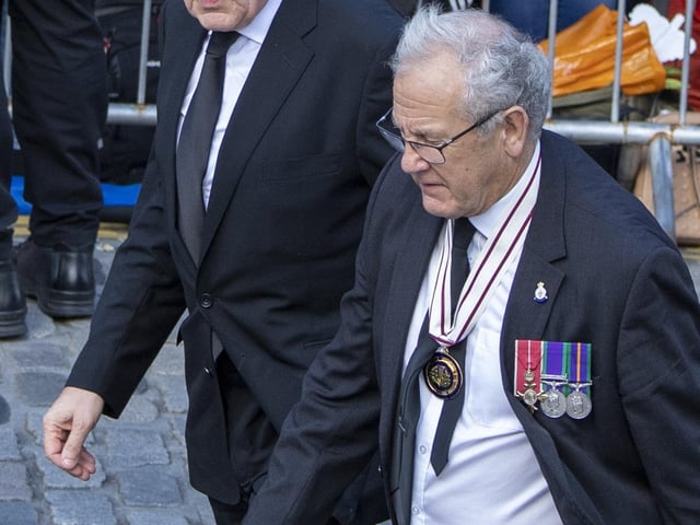 Former prime minister Gordon Brown ahead of the procession of Queen Elizabeth II's coffin from the Palace of Holyroodhouse to St Giles' Cathedral, Edinburgh, following her death on Thursday.